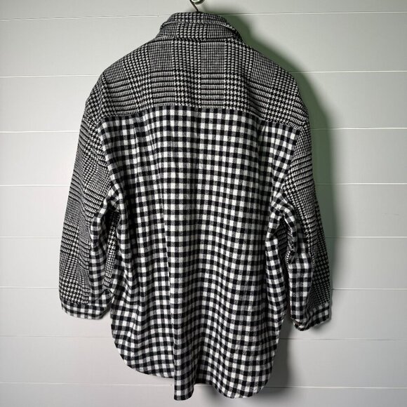 MIOU MUSE Plaid Button Down Shirt Black & White Size Small - Picture 7 of 11